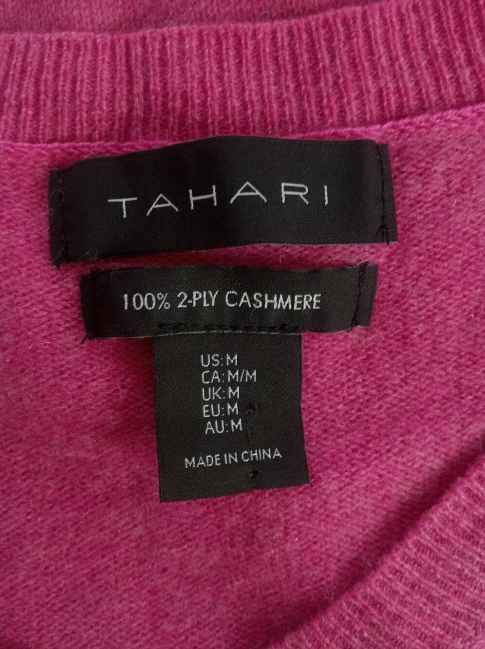 TAHARI 100% Cashmere Dusty Rose V-Neck Sweater | M - Picture 9 of 9